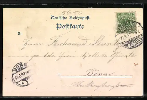 Lithographie Gräfrath, Gasthof zur Post von Ew. Ernen, Marktplatz