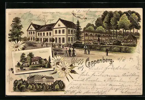 Lithographie Cappenberg, Gasthaus Cappenberger Hof, Forsthaus Schloss
