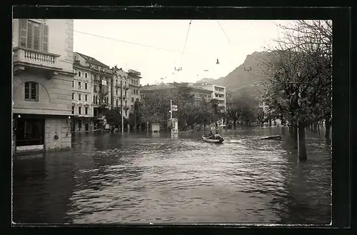 Foto-AK Lugano, Hochwasser im November 1951