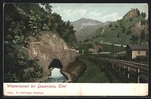 AK Gossensass, Eisenbahnstrecke und Wassertunnel