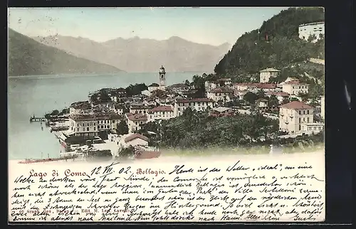AK Bellagio, Lago di Como, Totalansicht mit Bergpanorama
