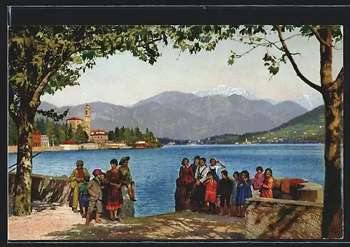 Künstler-AK Photochromie Nr. 3328: Azzano, Einwohner am Lago di Como