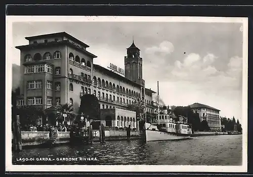 AK Gardone, Riviera, Grand Hotel und Dampfschiff
