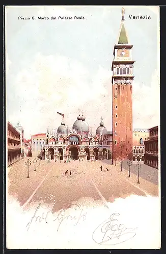 Künstler-AK Venezia, Piazza S. Marco dal Palazzo Reale