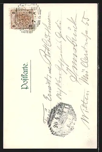 Lithographie Bozen, Johannes-Platz mit Dom und Walther-Denkmal