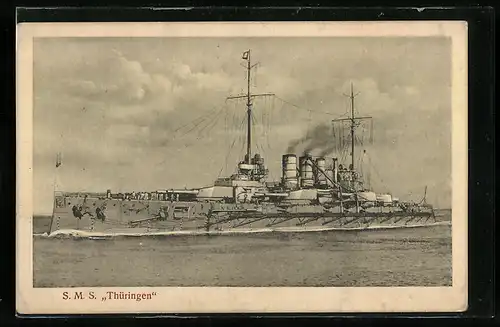 AK S. M. S. Thüringen in voller Fahrt