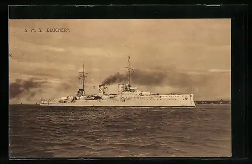 AK S. M. S. Blücher auf dem Wasser