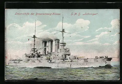 AK Linienschiff der Braunschweig-Klasse S. M. S. Lothringen