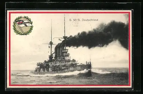 AK S. M. S. Deutschland in voller Fahrt