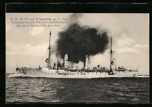 AK Kriegsschiff S. M. Kl. Kreuzer Frauenlob auf hoher See