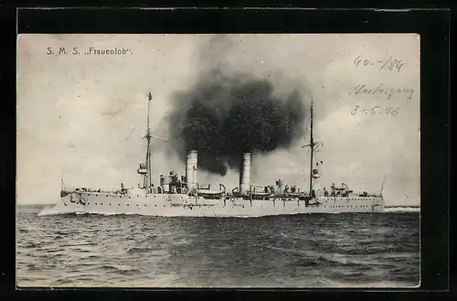 AK Kriegsschiff S.M.S. Frauenlob in Fahrt