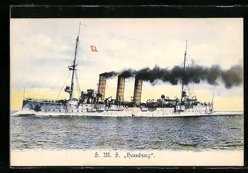 AK S. M. S. Hamburg im Wasser