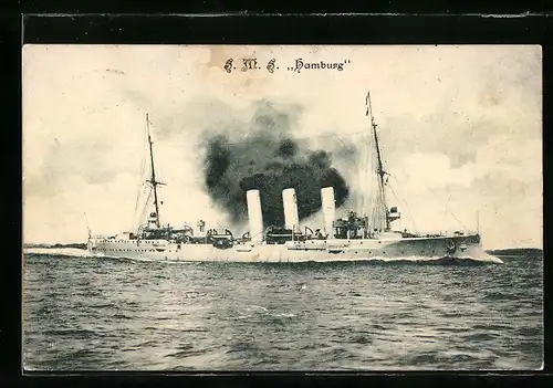 AK S. M. S. Hamburg auf dem Wasser