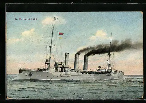 AK S. M. S. Lübeck im Wasser