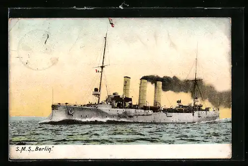 AK S. M. S. Berlin auf dem Wasser