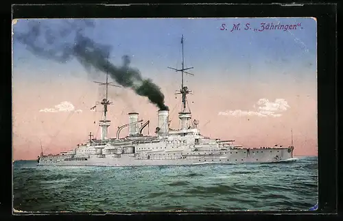 AK Kriegsschiff SMS Zähringen in Fahrt
