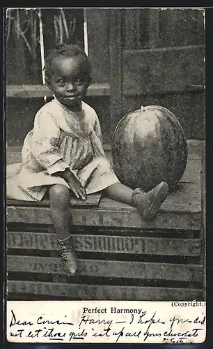 AK Perfect Harmony, kleines afrikanisches Mädchen mit grosser Melone