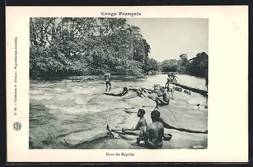 AK Dans les Rapides, afrikanische Kinder am Wasser