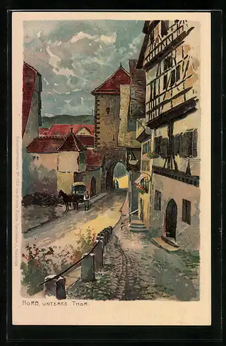 Künstler-AK Horb / Neckar, Partie am unteren Tor