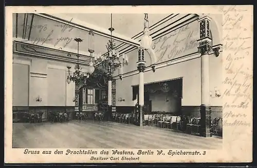 AK Berlin-Wilmersdorf, Gaststätte Prachtsäle des Westens, Spichernstrasse 3, Innenansicht