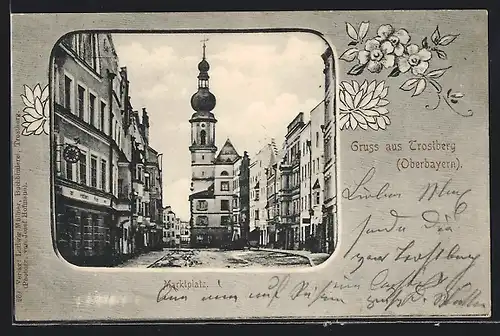 Passepartout-AK Trostberg /Obb., Marktplatz mit Kirche