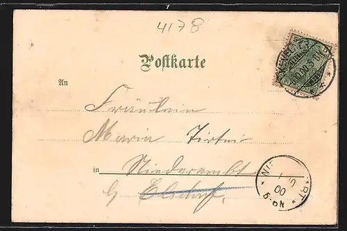 Lithographie Kevelaer, Original im Kloster daselbst 1656, Ortspartie mit Kirche