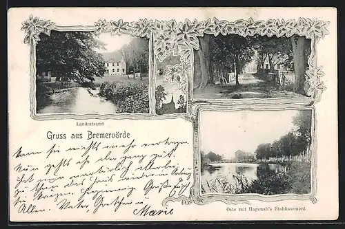 AK Bremervörde, Landratsamt, Oste mit Hagenah`s Gasthaus
