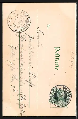 AK Wiesbaden, Griechische Kapelle mit Rasen-Rondell