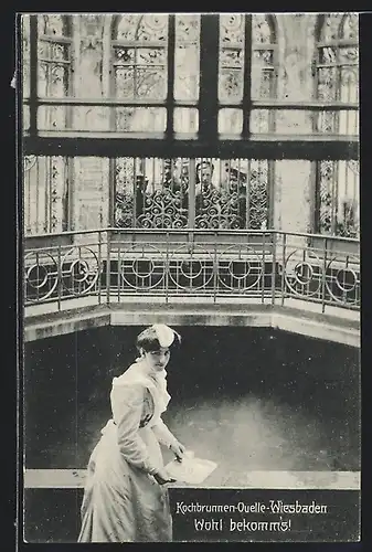 AK Wiesbaden, Kochbrunnen-Quelle, Innenansicht