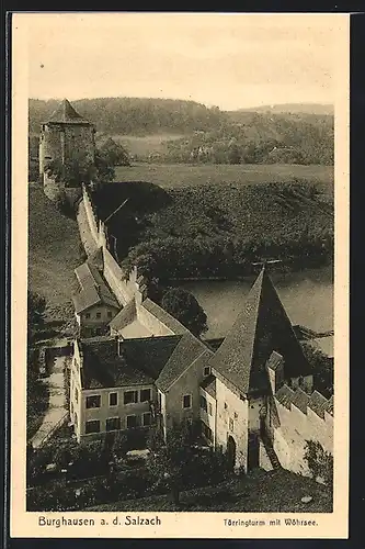 AK Burghausen / Salzach, Totringturm mit Wöhrsee