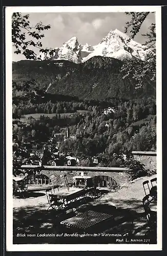 AK Berchtesgaden, Blick vom Gasthaus Lockstein auf Ort und Watzmann