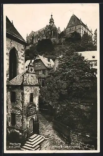 AK Marburg /Lahn, Schloss und luth. Kirchhof