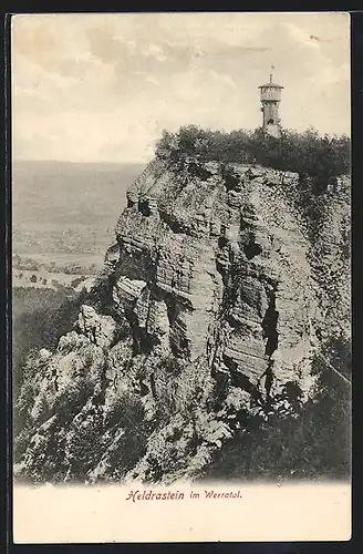 AK Heldrastein im Werrathal, Aussichtsturm auf dem Gipfelplateau