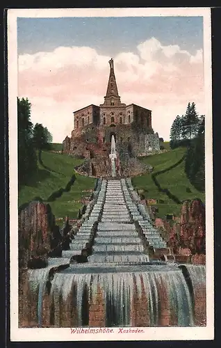 AK Kassel-Wilhelmshöhe, Kaskaden mit Gebäude