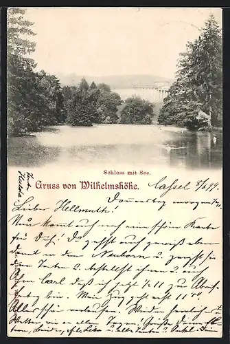 AK Kassel-Wilhelmshöhe, Schloss mit See