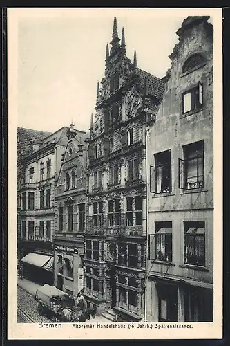 AK Bremen / Stadt, Altbremer Handelshaus mit Pferdewagen aus der Vogelschau