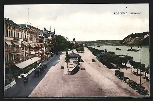 AK Koblenz, Uferpromenade an der Rheinwerft