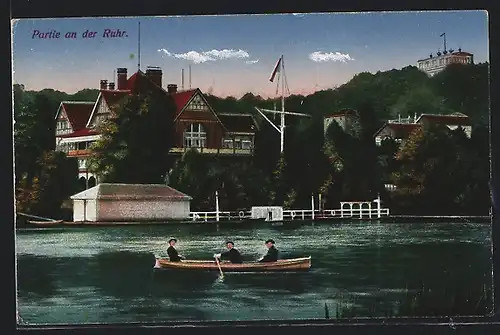 AK Essen / Ruhr, Bootshaus Mügel, Ruderboot