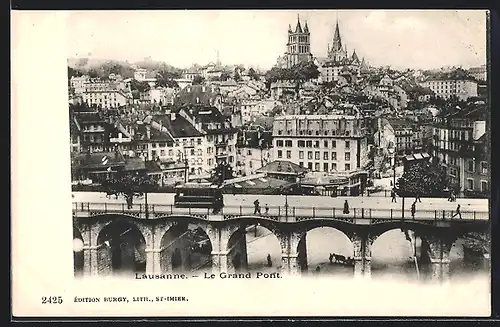 AK Lausanne, Le Grand Pont, Strassenbahn