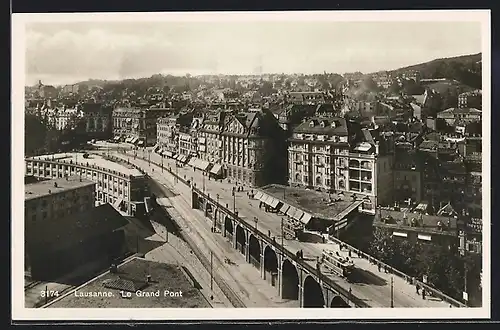 AK Lausanne, Le Grand Pont, Strassenbahn