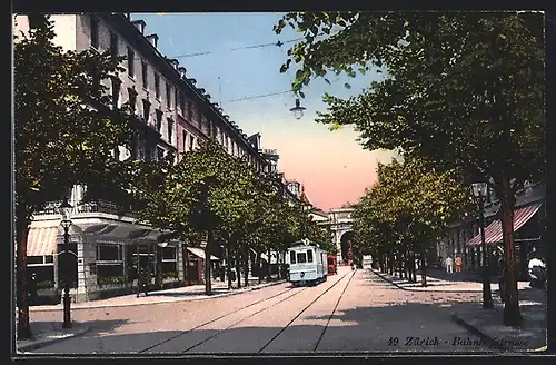 AK Zürich, Strassenbahn in der Bahnhofstrasse