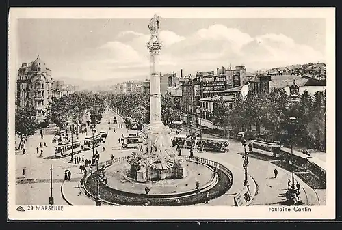 AK Marseille, Fontaine Cantin, Strassenbahn