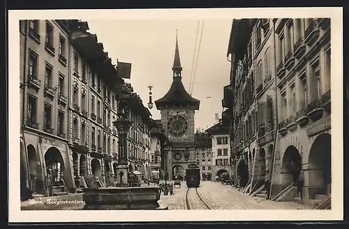 AK Bern, Zeitglockenturm, Strassenbahn