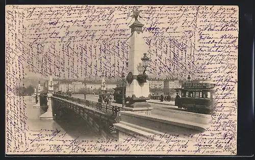 AK Lyon, Le Pont du Midi, Strassenbahn