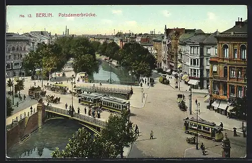 AK Berlin, Potsdamerbrücke mit Strassenbahn