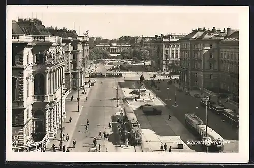 AK Wien, Strassenbahn am Schwarzenbergplatz