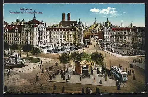 AK München, Karlsplatz mit Karlstor-Rondell, Strassenbahn