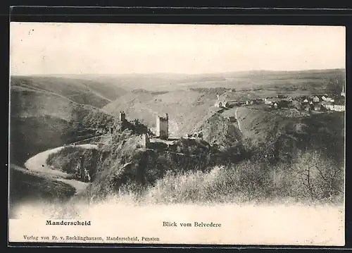 AK Manderscheid, Blick vom Belvedere mit Ruine