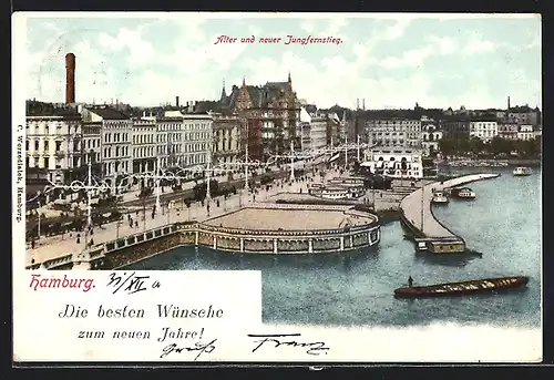 AK Hamburg-Neustadt, Jungfernstieg mit Stadtansicht