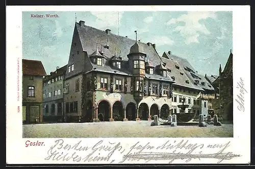 AK Goslar am Harz, Brunnen am Kaiser-Worth